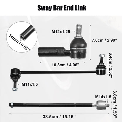 6 Pcs Front Sway Bar Links & Tie Rod Ends for Toyota