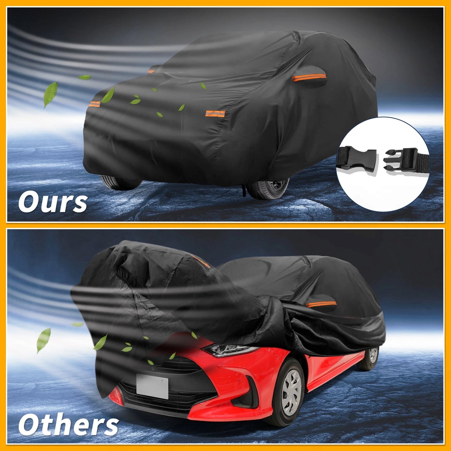 Waterproof All Weather Car Cover for Toyota Yaris Black (210D-PU)