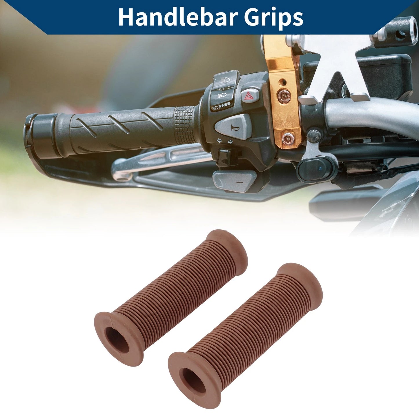 7/8" 22mm Hand Grips Cover Handlebar Grip Rubber Light Brown for Make Model