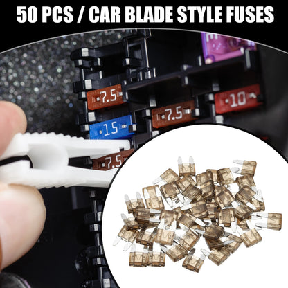 50 Pcs 7.5AMP APM/ATM Blade Fuses for Car Short Circuit Protection