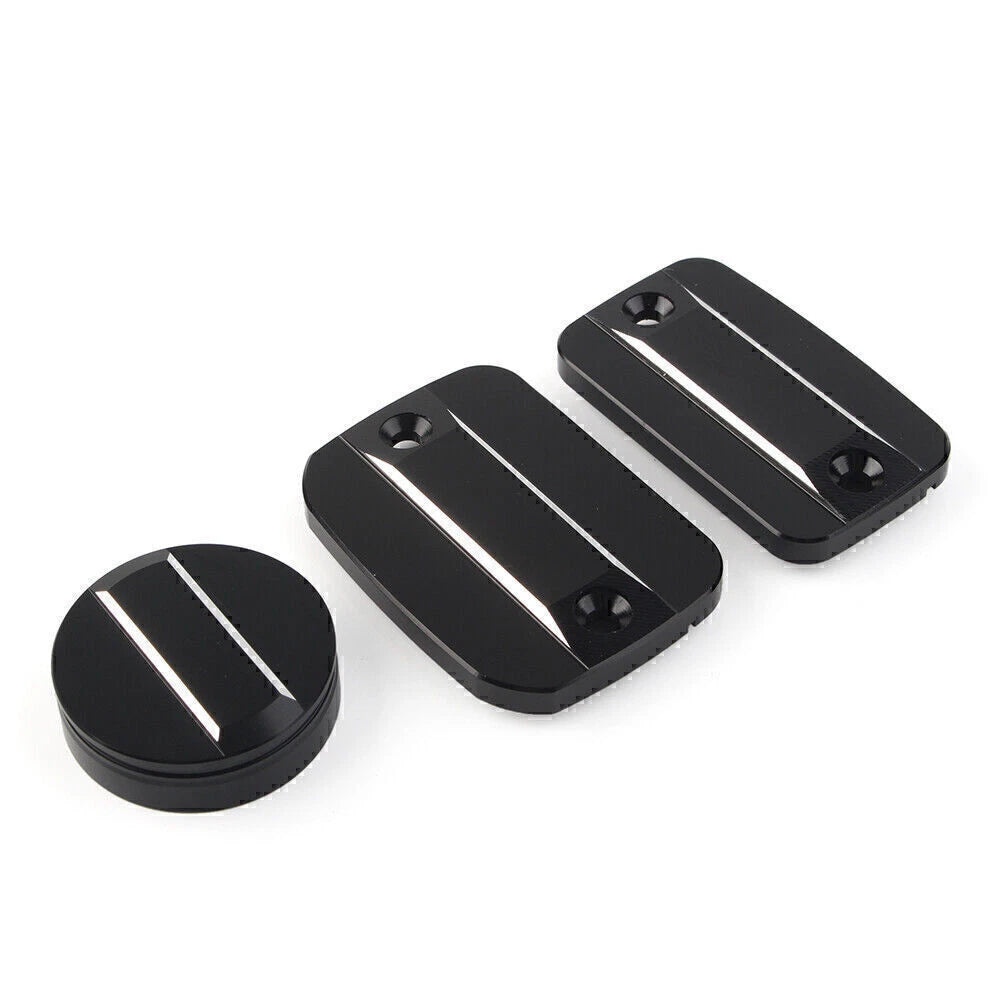 Black Front Brake Clutch Fluid Reservoir Cap & Rear Brake Cover for Scrambler 1100