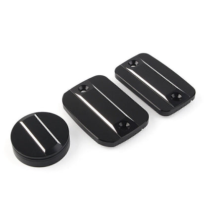 Black Front Brake Clutch Fluid Reservoir Cap & Rear Brake Cover for Scrambler 1100