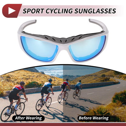 1 Pc Motorcycle Riding Goggles Blue Lens White Frame Tri-acetel Cellulose