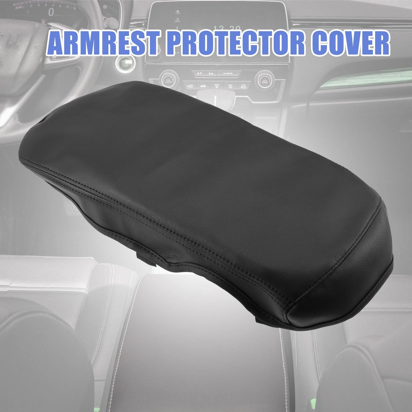 Center Console Armrest Cover for Toyota Crown (2015-2018) Black Faux Leather