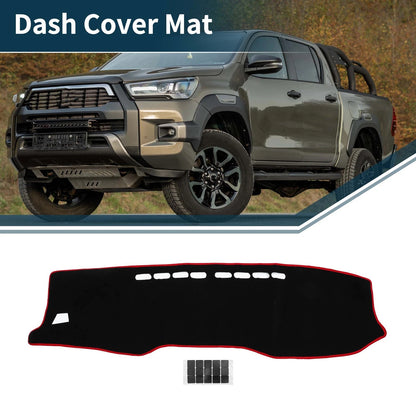 Dashboard Cover Mat for Toyota Hilux (2017-2020) Black Red 1 Set
