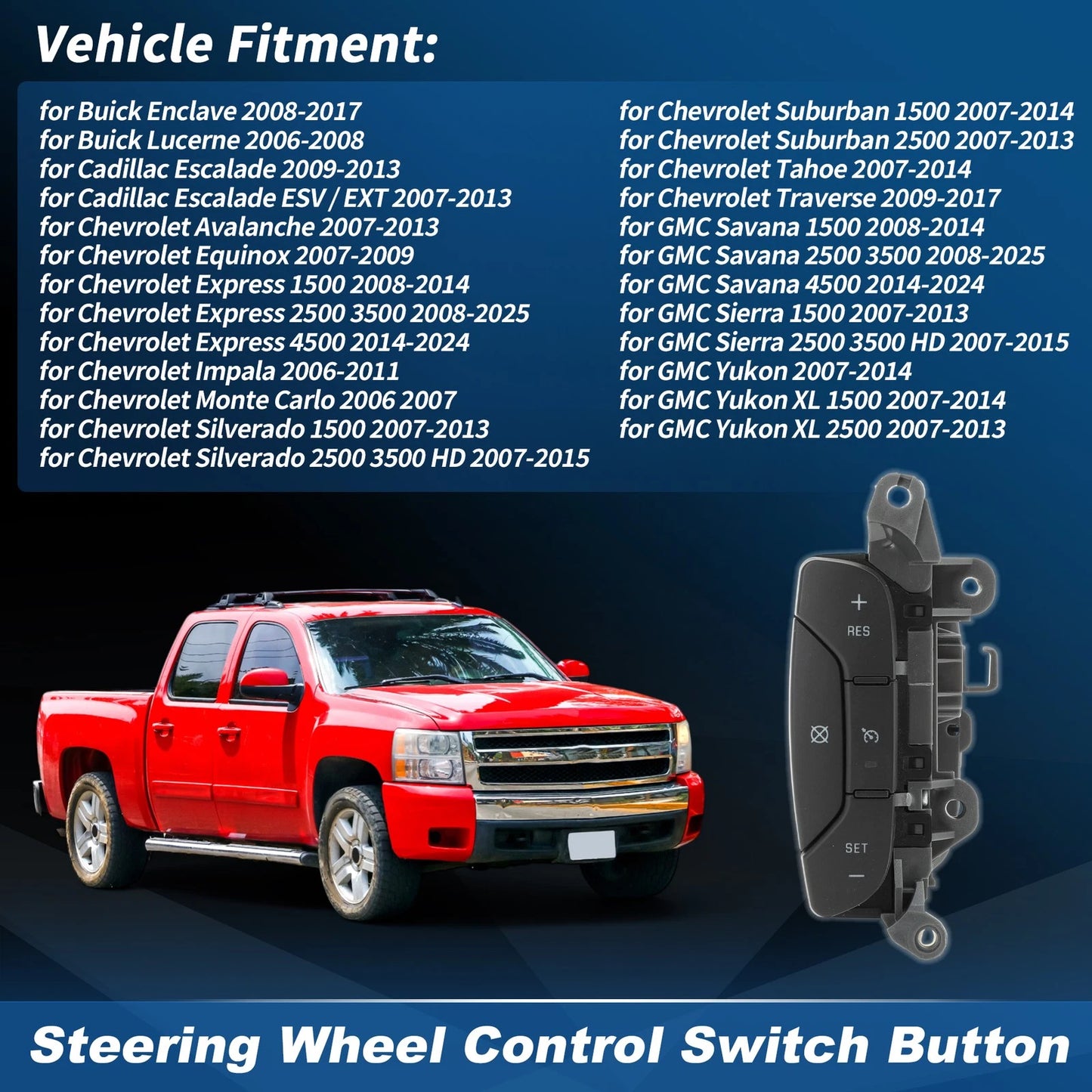 Left Steering Wheel Cruise Control Switch for Silverado/Sierra (2007–2014)