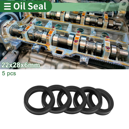 Oil Seal 22x28x6mm Seal Ring Rotary Shaft Seal NBR Rubber Black 5 x for Make