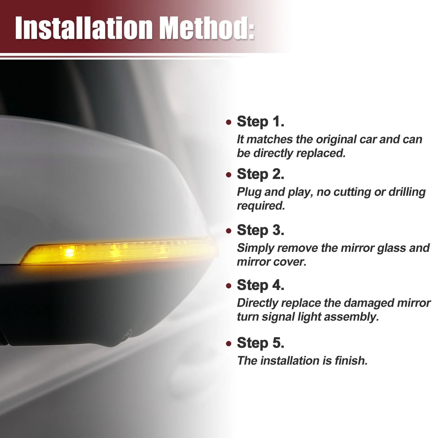 Right Side Mirror Turn Signal Light for Chrysler Dodge
