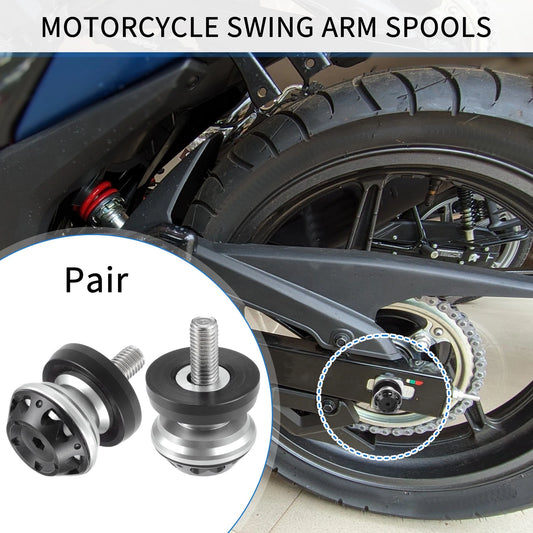 2 x Swingarm Spool 10mm Silver Tone for Motorbike
