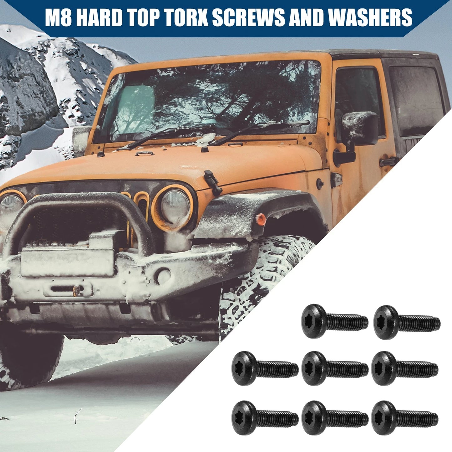 8 x Windshield Frame Screws for Jeep Wrangler JK (2007-2018)