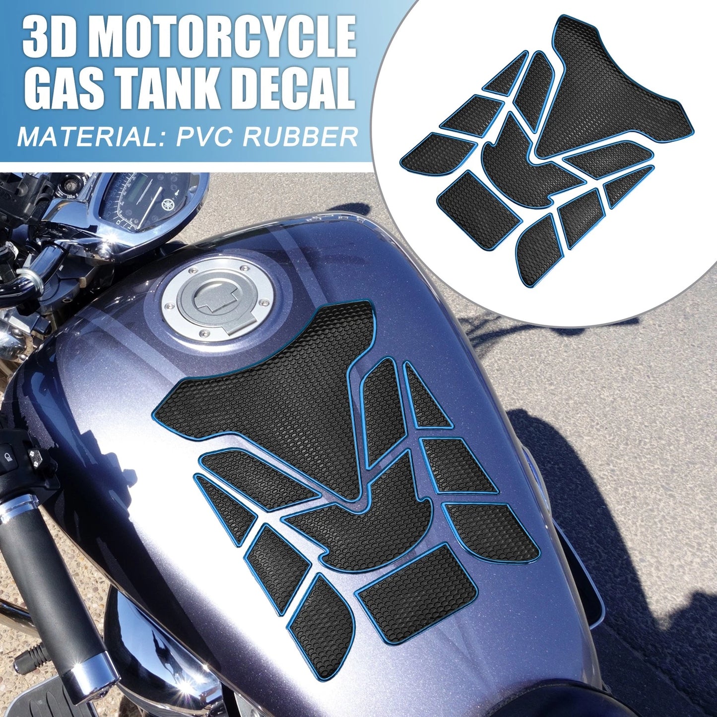 1 Pcs / 7.68x5.63 / Universal 3D Motorcycle Gas Tank Decal for Motorcycle
