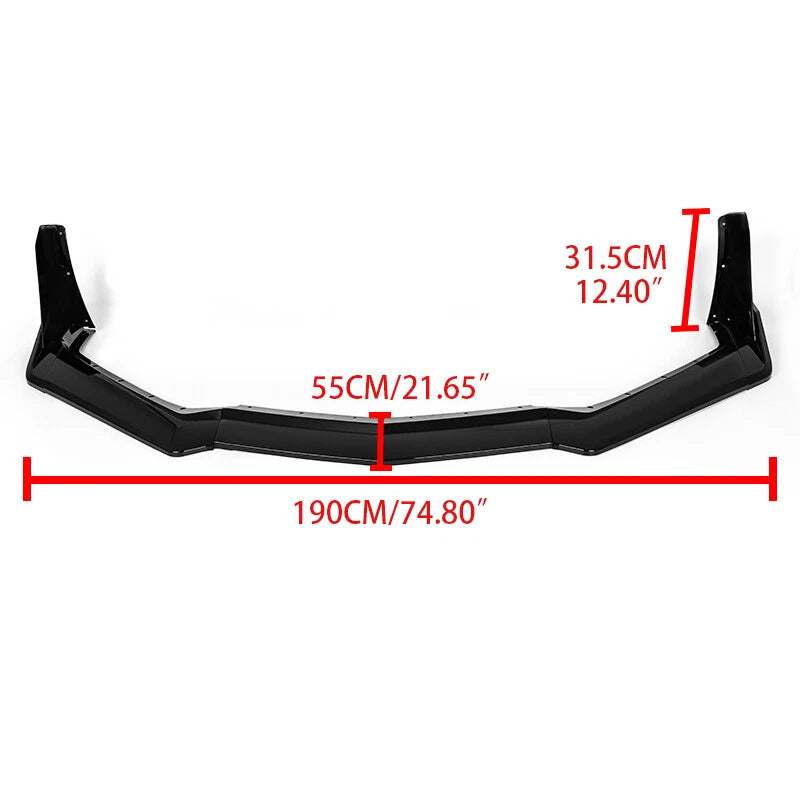 Front Bumper Lip Spoiler Body Kit Gloss Black for 2020-2024 Corvette C8 7 x PCS