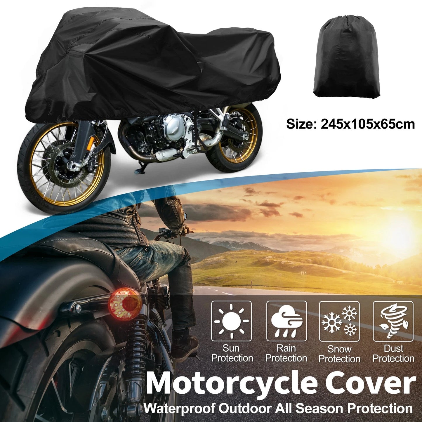 Motorcycle Cover / 96.46x41.34x25.59 / Waterproof Half Cover for Motorcycle