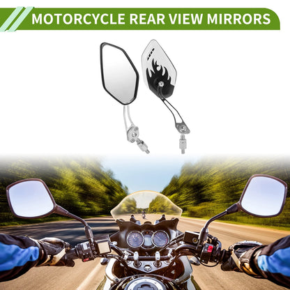 Rear View Mirror Polygonal Shape Black White Aluminum Alloy for M8/M10