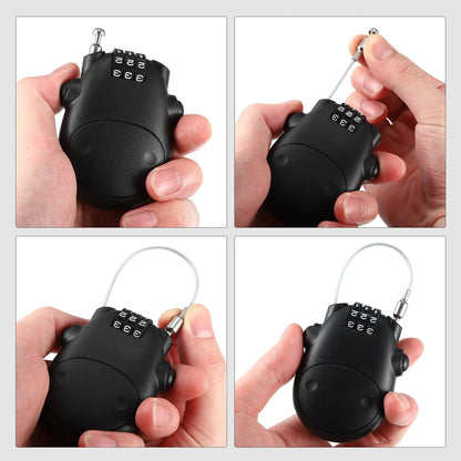 Portable 3 Digit Security Resettable Helmet Lock for Motorcycle Black