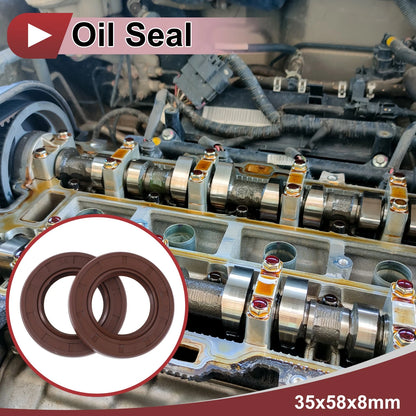 Oil Seal 35x58x8mm Brown 2 x Seal Ring Rotary Seal FKM Rubber for Make Model