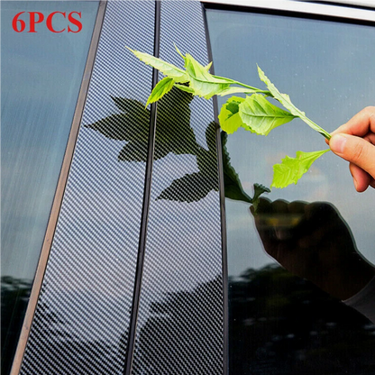 6pcs PC Carbon Fiber Window Center BC Pillar Cover for Ford Focus (2012-2018)
