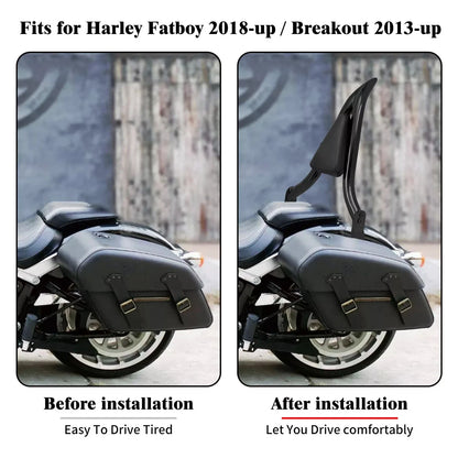 Rear Black Sissy Bar Backrest Pad for Harley Breakout, Fat Boy (2013-2023)