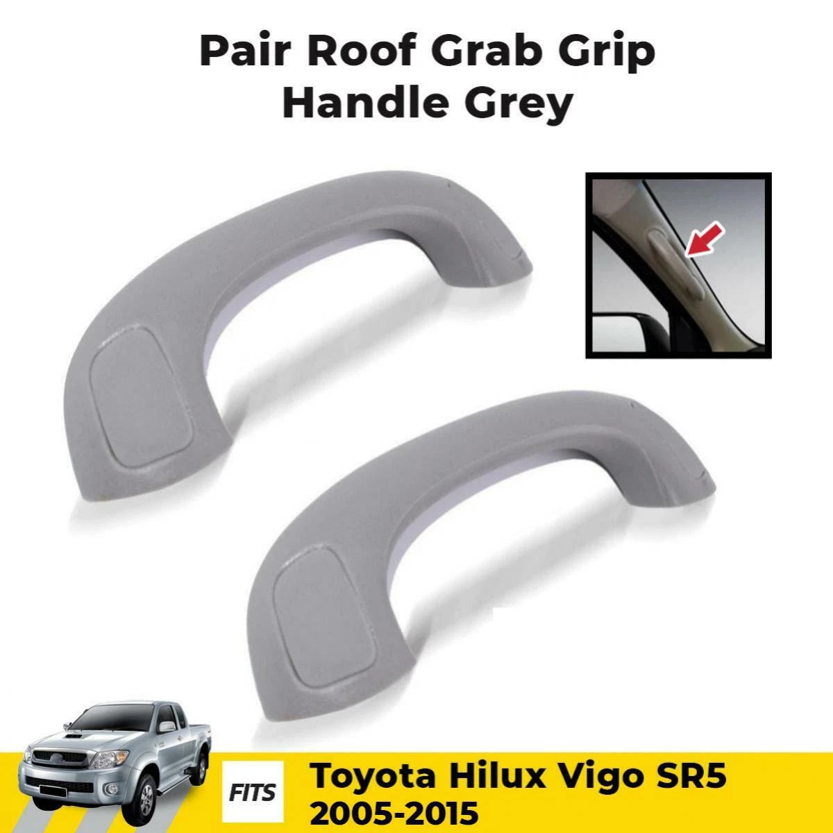 Pair Interior Door Handle Roof Pillar Gray Fits Toyota Hilux Vigo Kun SR 2005-15