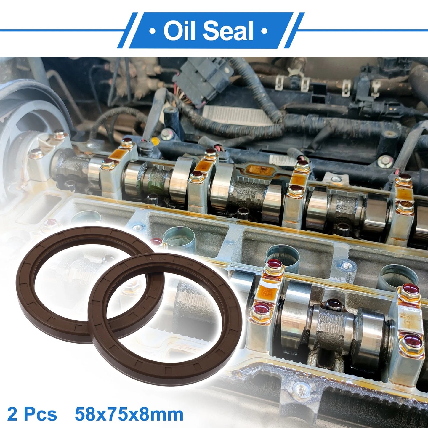 Oil Seal 58x75x8mm Seal Ring Rotary Shaft Seal FKM Rubber 2 x