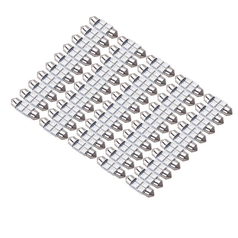 31mm 50pc Festoon 4 SMD 5050 LED Dome Map License Plate Bulbs for Universal