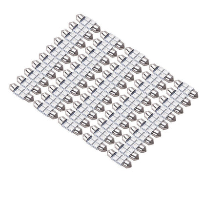 31mm 50pc Festoon 4 SMD 5050 LED Dome Map License Plate Bulbs for Universal