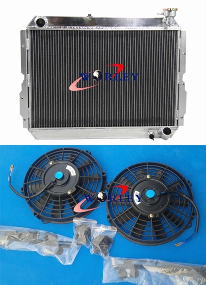 Aluminum Radiator + Fans for Toyota Landcruiser 60 Series FJ60 FJ61 FJ62 (1980-1990)