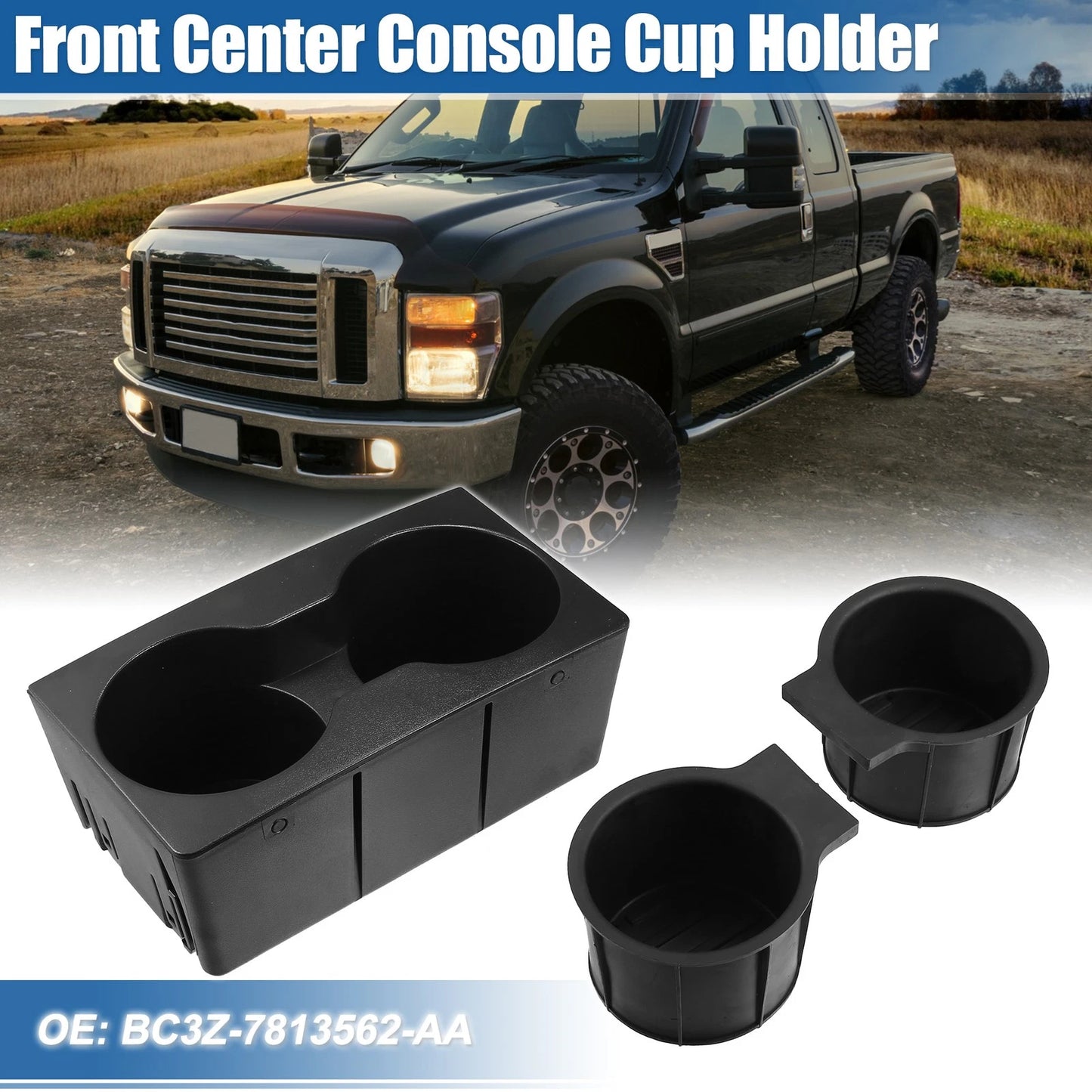 Front Center Console Cup Holder Insert for Ford F250 F350 (2011-2016)
