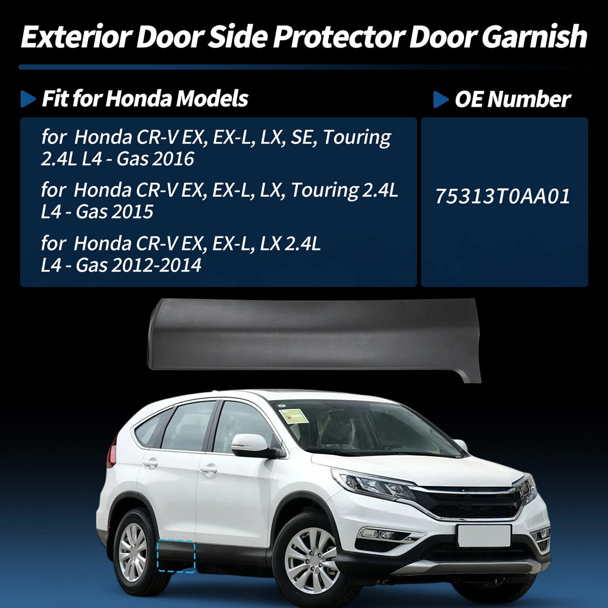 Rear Right Door Lower Trim Garnish for Honda CR-V 2.4L (2012-2016)