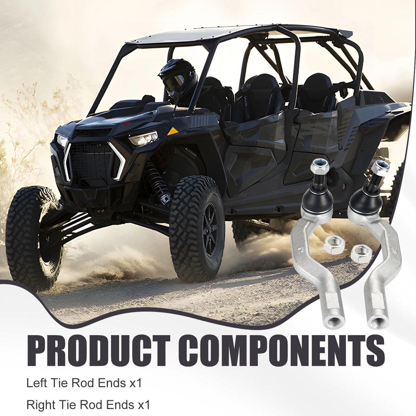 Heavy Duty Tie Rod End Kit for Polaris RZR XP Turbo/XP 4 Turbo