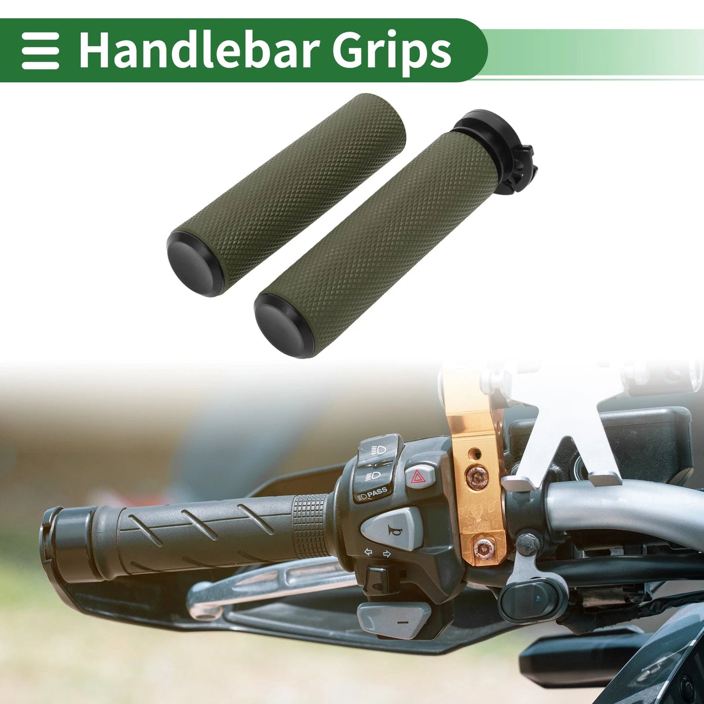 Handlebar Grips / 7/8" 22mm / Green for Motorcycle