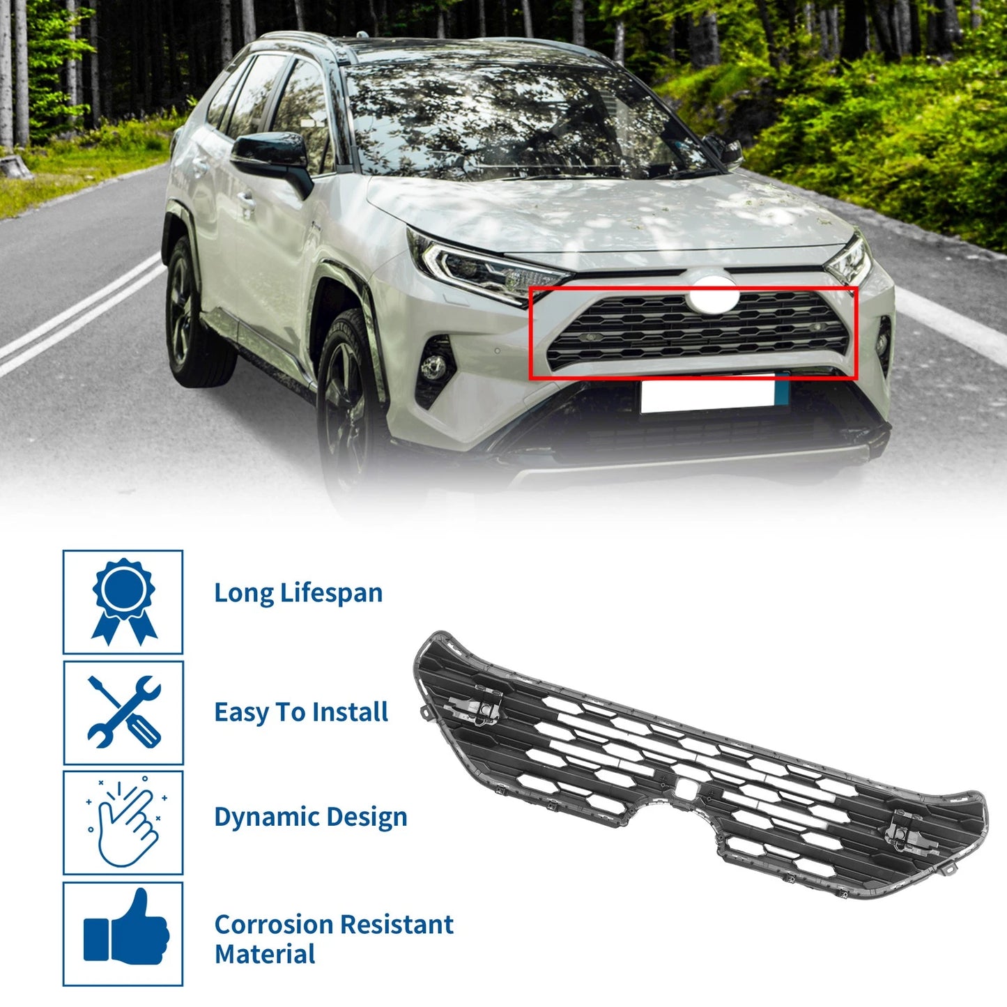 Front Bonnet Bumper Grille for Toyota RAV4 (2019-2022)