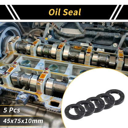 Oil Seal 45x75x10mm 5 Pcs Seal Ring Rotary Shaft Seal NBR Rubber