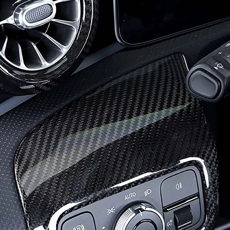 Real Carbon Fiber EPB Headlight Switch Buttons Cover Trim Fit For Benz CLA 2020