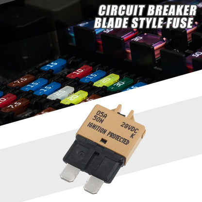 Circuit Breaker Blade Style Fuse 5A 28V Resettable Fuse for Car Marine Khaki