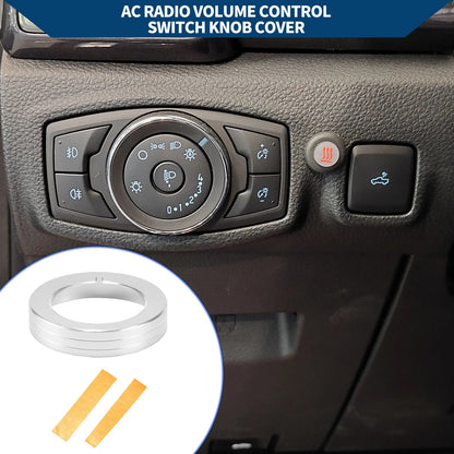 Headlight Knob Cover Ring for Ford Mustang (2015-2020) - Silver Tone 1 x