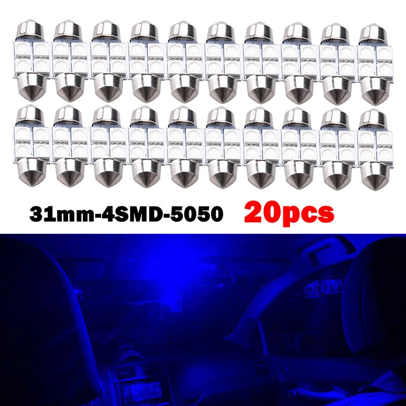 20 x Blue Car Interior LED Light Bulbs for Universal Vehicles