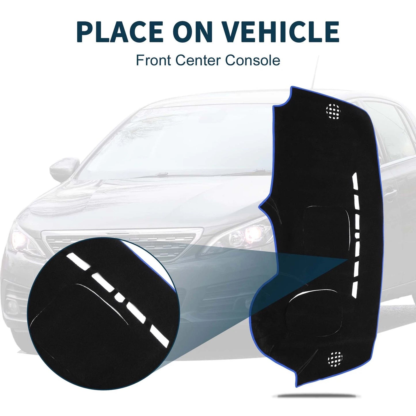 Dashboard Cover Mat for Peugeot 3008 2013-2015 Sun Protector Black Blue