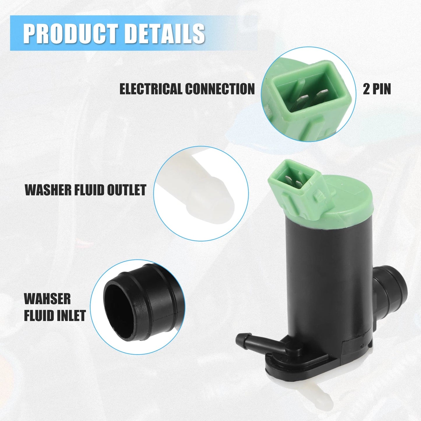 Windshield Washer Pump for Peugeot 106 (1991-2001)