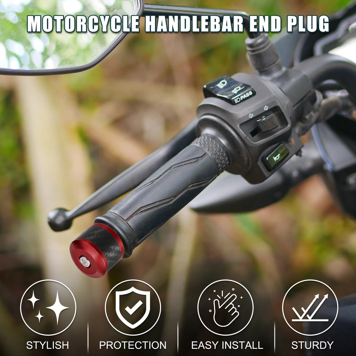 Handlebar End Plug 18-20mm Aluminum Alloy Universal Red 2 x for Motorcycle