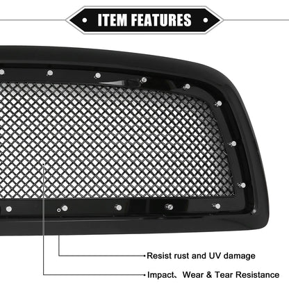 Front Grille Assembly for Dodge Ram 1500 2011-2012 Gloss Black