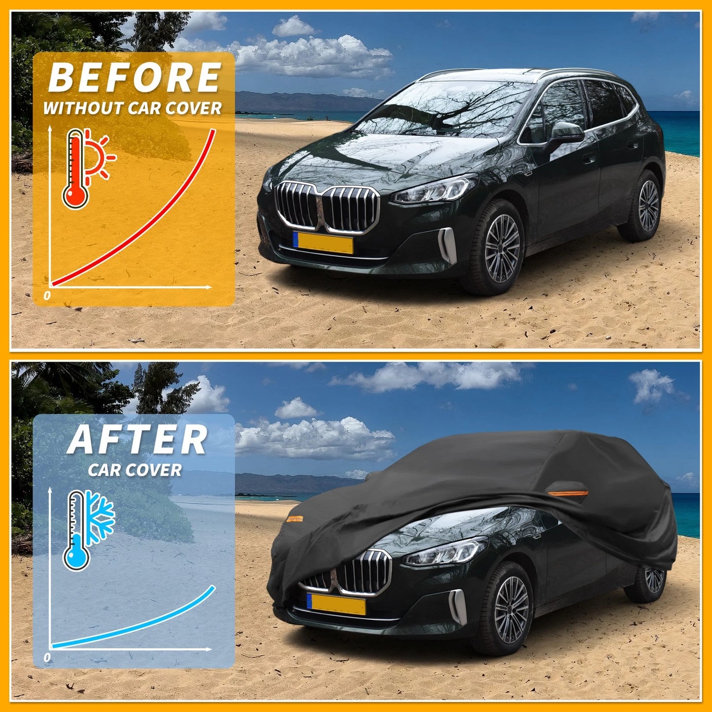 Car Cover Waterproof All Weather for BMW 2 Series Sedan 190T-PU
