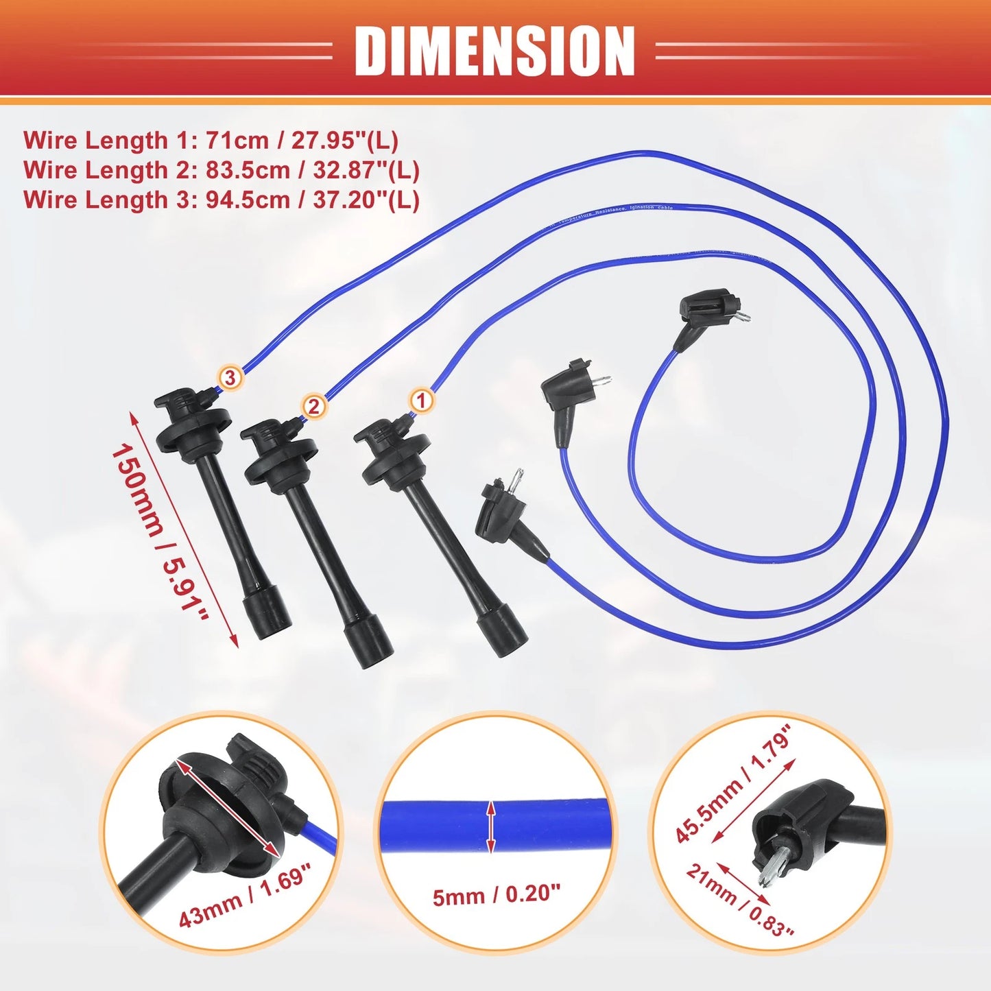 3 x Spark Plug Wire Ignition Coil Cables for Toyota Tundra