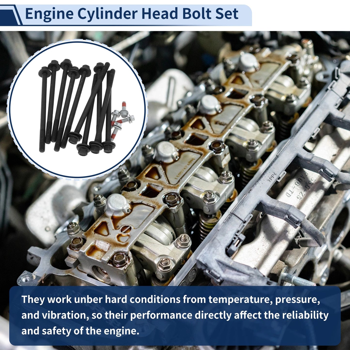 Engine Cylinder Head Bolt Set 4.7L V8 for Dodge Dakota (2000-2010)