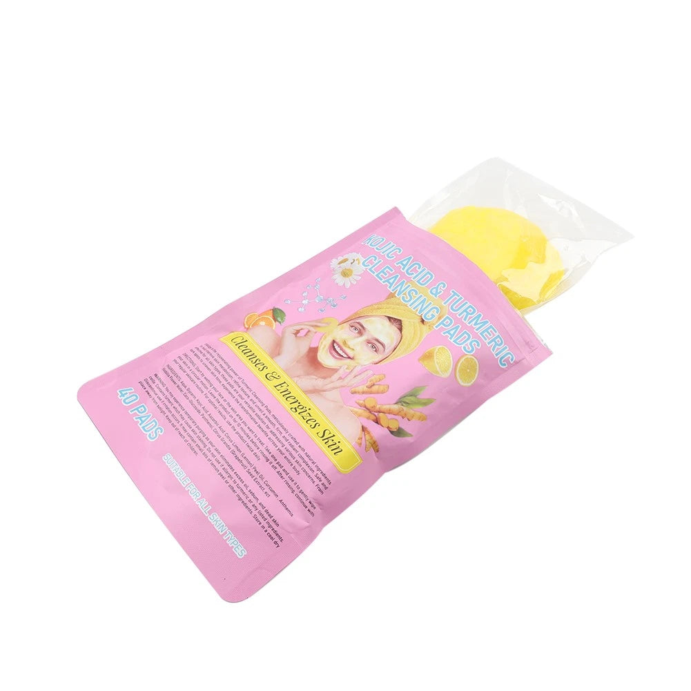 40PCS Kojic Acid & Turmeric Cleansing Pads for Exfoliating Facial Care