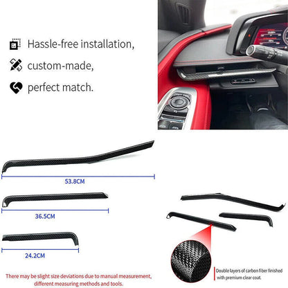 4pcs Carbon Fiber Interior Console Dashboard Panel for Corvette C8 (2020-2023)