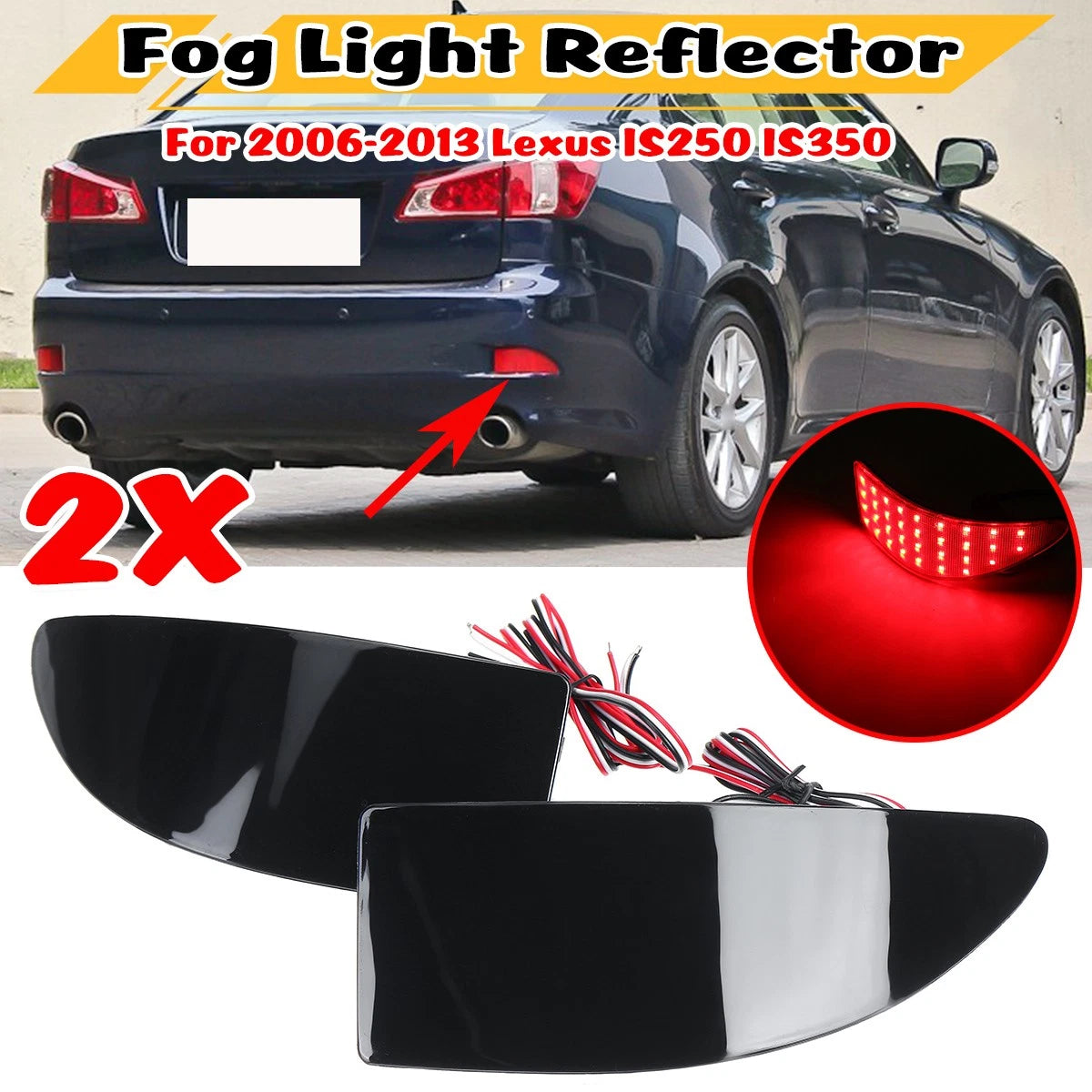 Smoke /  / Rear Bumper LED Fog Lights Reflector for Lexus IS (2006–2013)