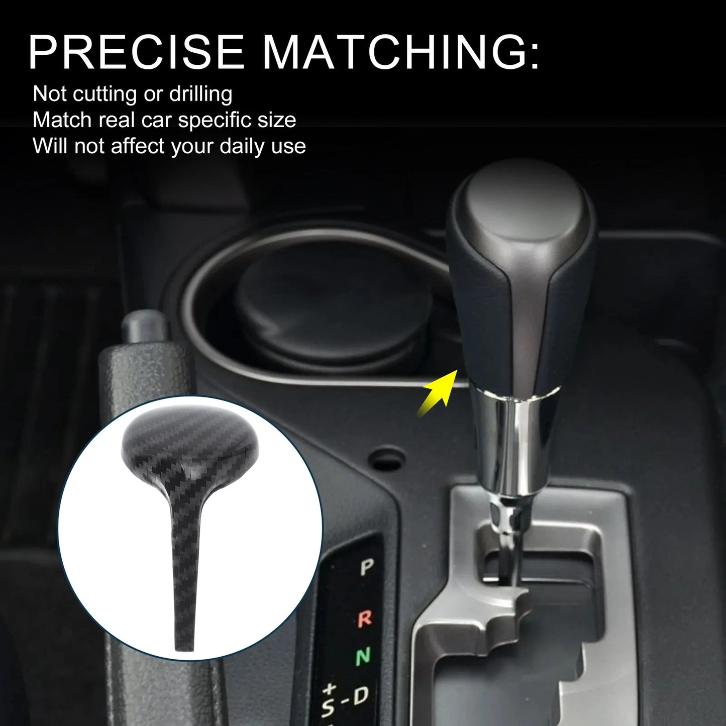 Gear Shift Knob Cover for Toyota Rav4 Corolla Vios (2014-2018) Black