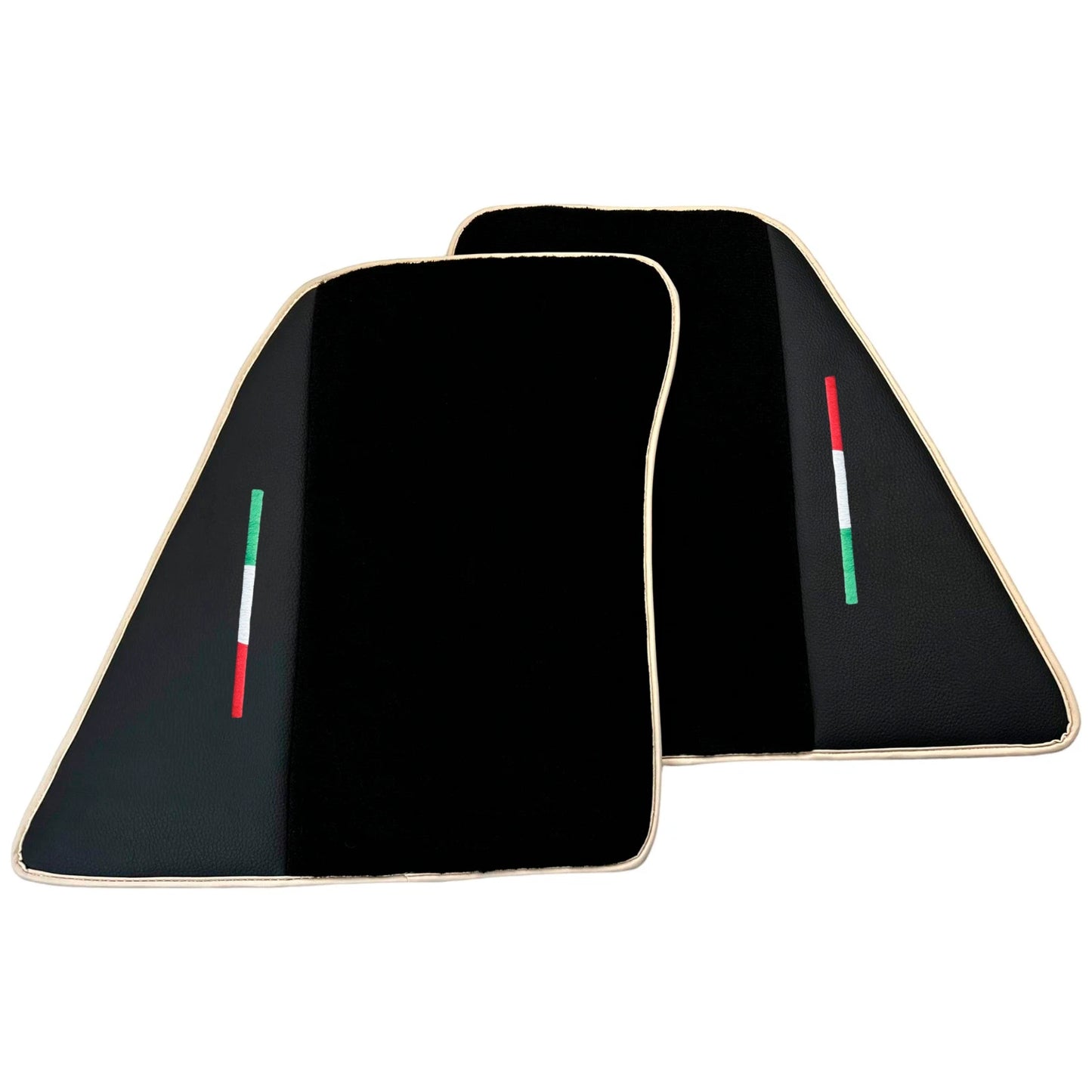 AutoWin Black Floor Mats for Ferrari 296 GTB (2022-2024) Leather Beige Trim