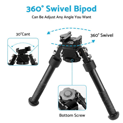 6.5"-9" Tactical 360° Swivel QD Rifle Bipod Mount for Hunting & Shooting